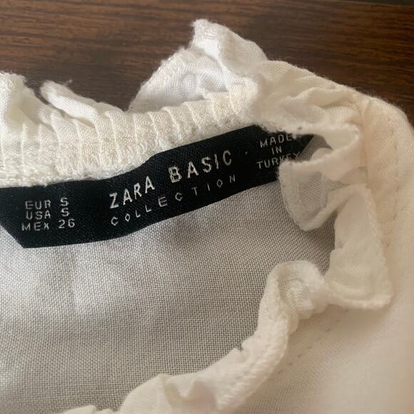 Zara Basics Ivory Long Sleeve Embroidered Top Size Small - Picture 4 of 7